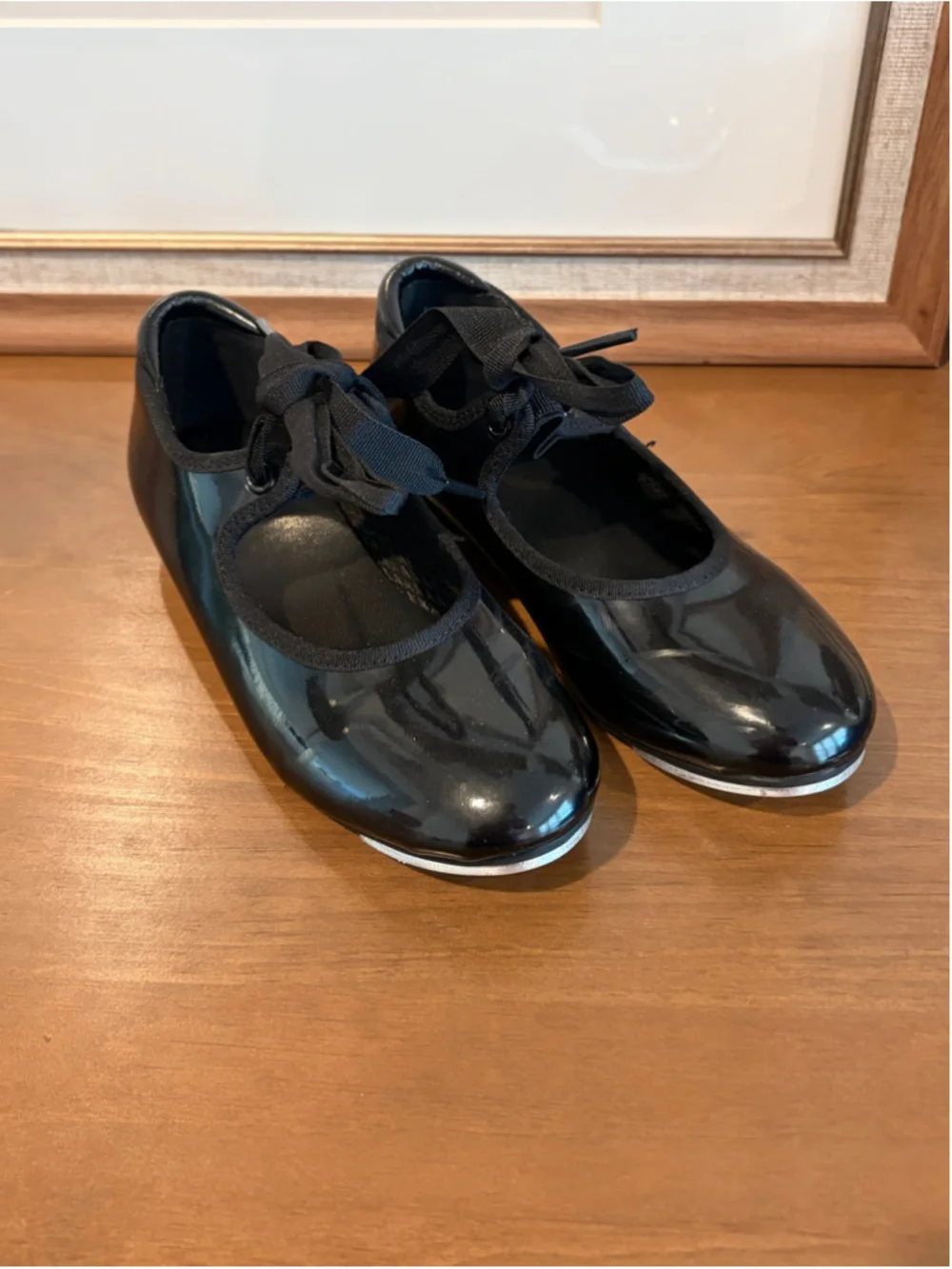 Girls Black Patent Leather Tap Shoes Size 10C Dance Class Mary Jane Style